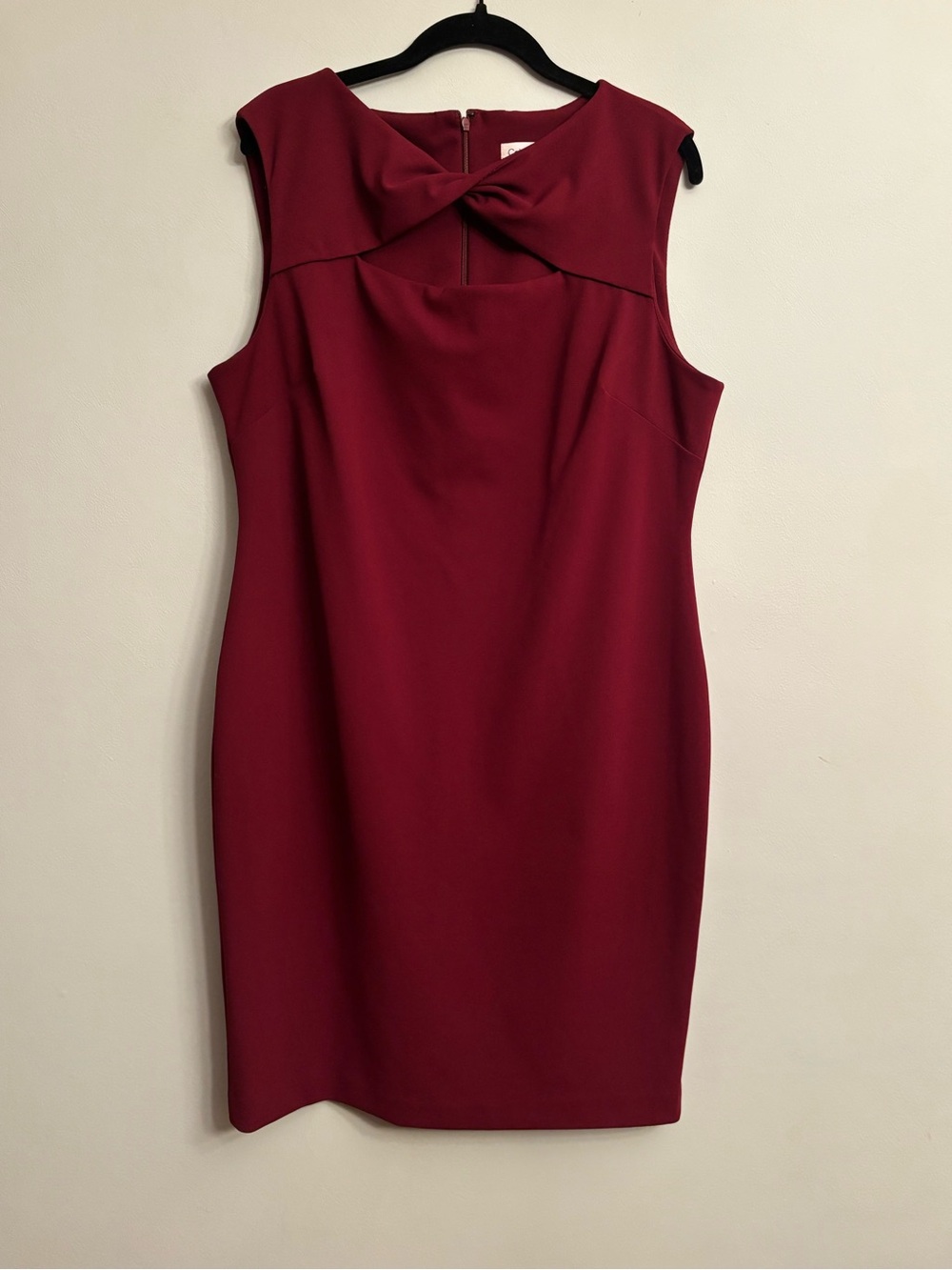 Calvin Klein Twist-Neck Dress in Burgundy
